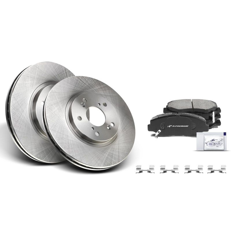 Front Disc Brake Rotors & Ceramic Brake Pads for Honda Pilot 2003-2008 V6 3.5L