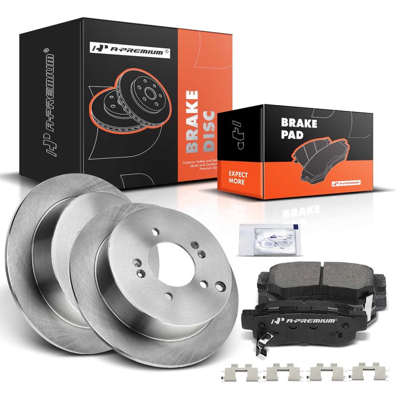 Rear Disc Brake Rotors & Ceramic Brake Pads for Hyundai Santa Fe 2001-2006 Kia