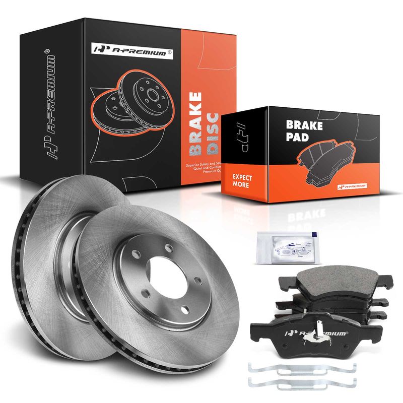 Front Disc Brake Rotors & Ceramic Brake Pads for Chrysler Town & Country 01-07