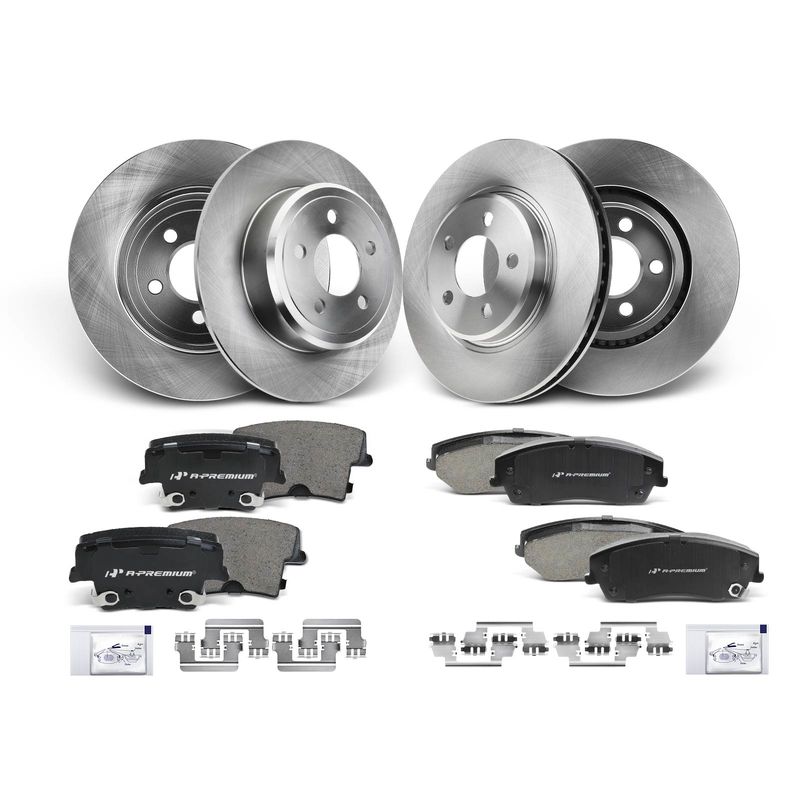 Front & Rear Disc Brake Rotors & Ceramic Brake Pads for Chrysler 300 Dodge