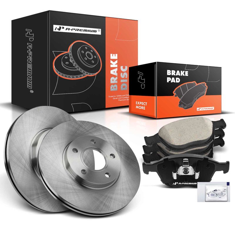 Front Disc Brake Rotors & Ceramic Brake Pads for Ford Transit Connect 2010-2013