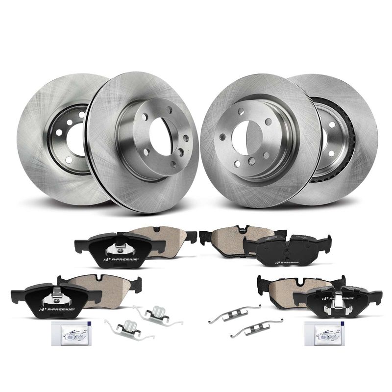 Front & Rear Disc Brake Rotors & Ceramic Brake Pads for BMW 325i E90 2006 328i