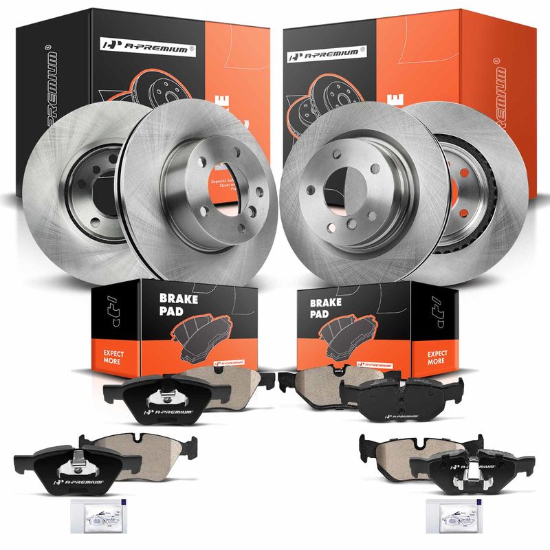 Front & Rear Disc Brake Rotors & Ceramic Brake Pads for BMW 325i E90 2006 328i