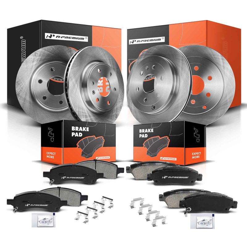 Front & Rear Disc Brake Rotors & Ceramic Brake Pads for Chevrolet Traverse Buick
