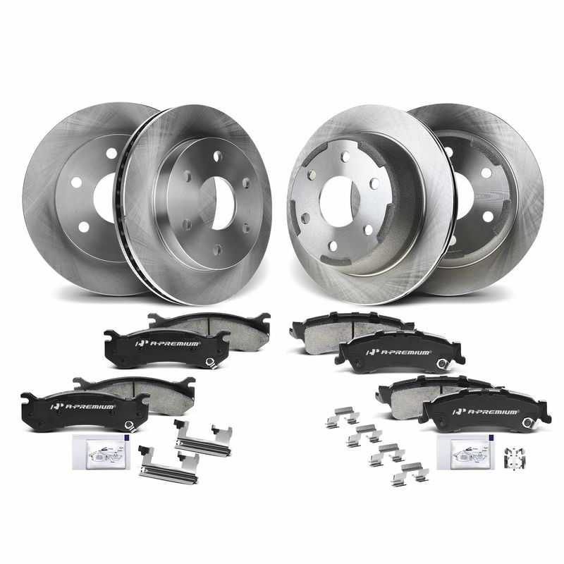 Front & Rear Disc Brake Rotors & Ceramic Brake Pads for Chevrolet Silverado 1500