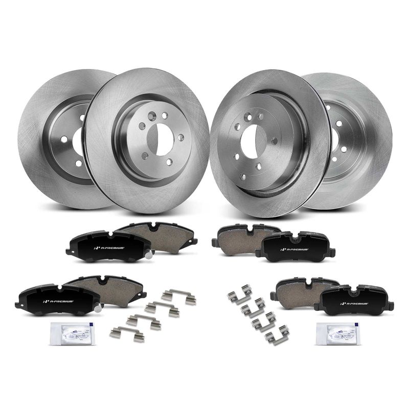 Front & Rear Disc Brake Rotors & Ceramic Brake Pads for Land Rover LR4 2010-2016