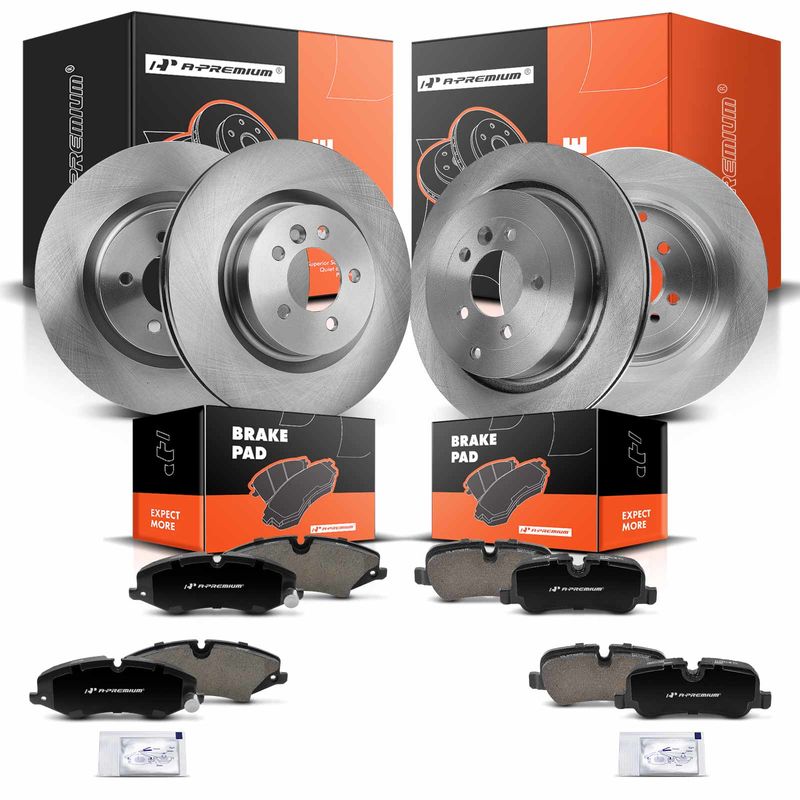 Front & Rear Disc Brake Rotors & Ceramic Brake Pads for Land Rover LR4 2010-2016
