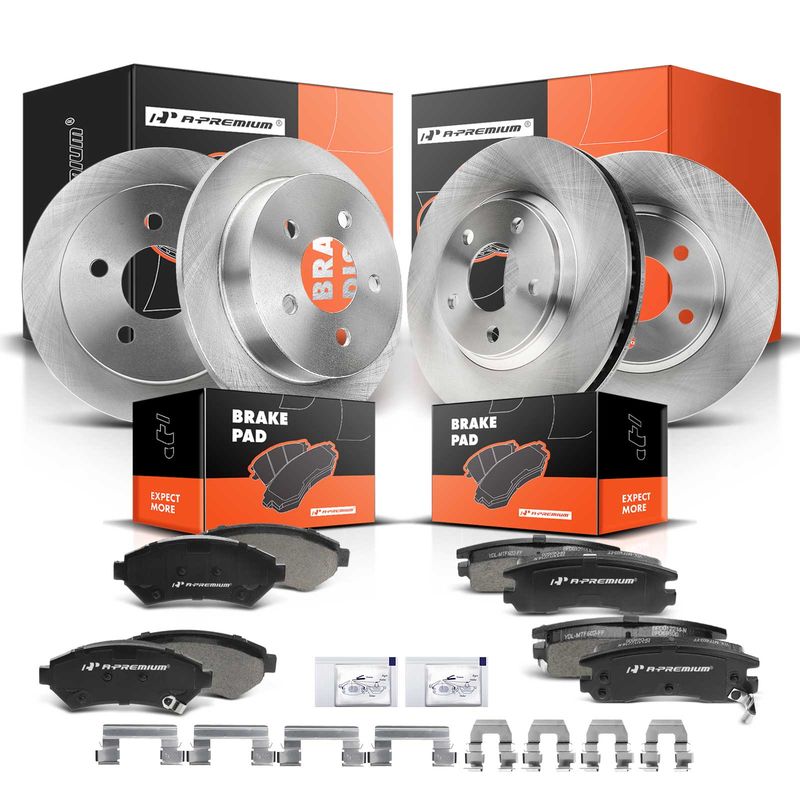 Front & Rear Disc Brake Rotors & Ceramic Brake Pads for Chevrolet Impala Olds