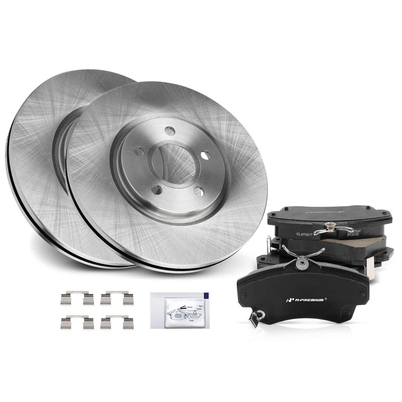 Front Disc Brake Rotors & Ceramic Brake Pads for Chrysler PT Cruiser 2003-2009