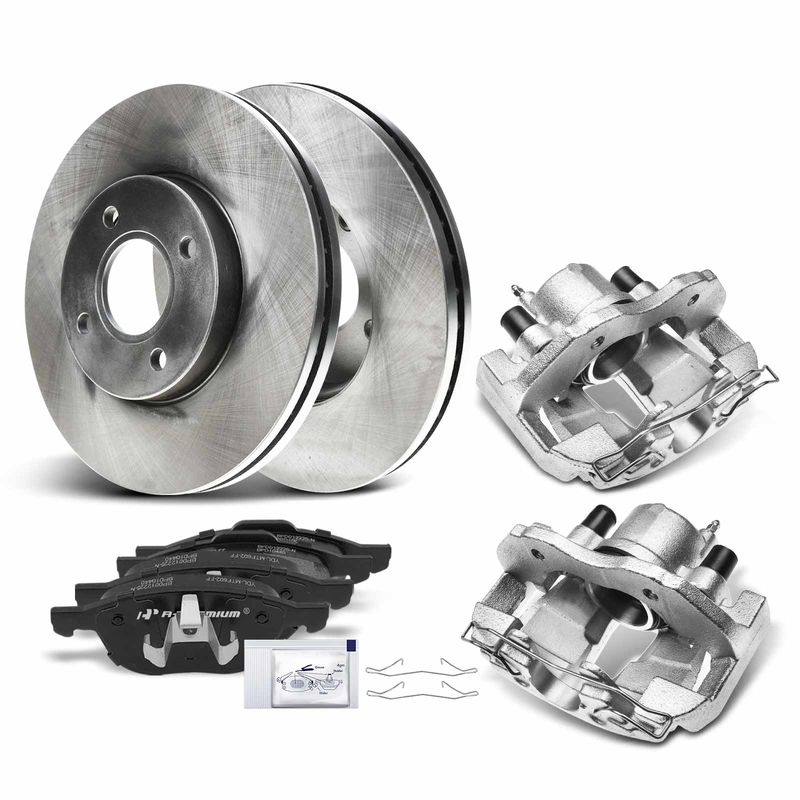 8x Front Disc Brake Rotor & Brake Pads and Brake Caliper for Ford Focus 05-07