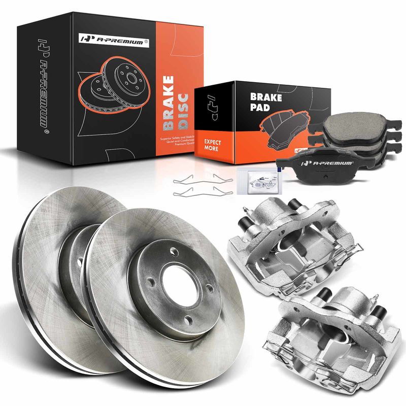 8x Front Disc Brake Rotor & Brake Pads and Brake Caliper for Ford Focus 05-07