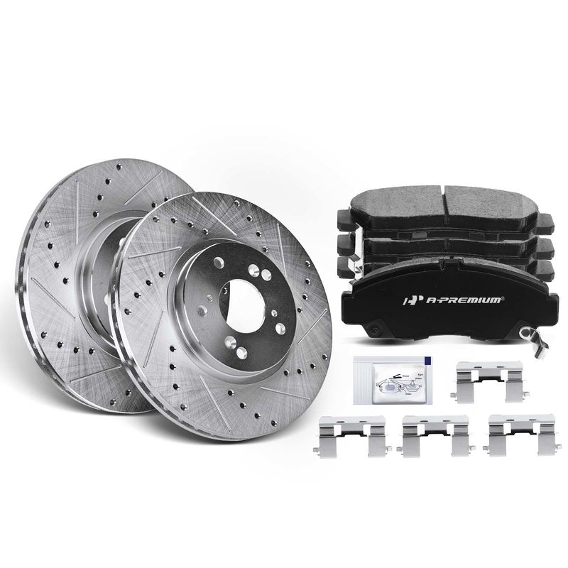 Front Drilled Rotors & Ceramic Brake Pads for Honda Accord 2003-2011 Acura CL TL