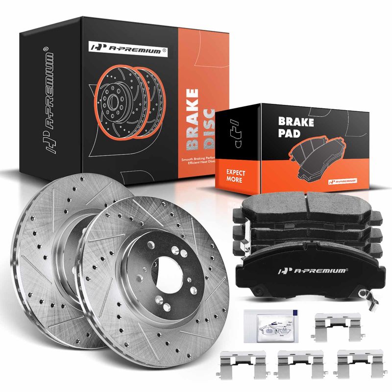 Front Drilled Rotors & Ceramic Brake Pads for Honda Accord 2003-2011 Acura CL TL