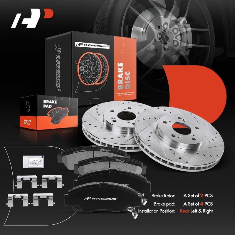 Front Drilled Rotors & Ceramic Brake Pads for Honda Accord 2003-2011 Acura CL TL