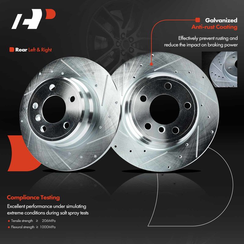 Rear Drilled Brake Rotors for BMW X5 2000-2006 L6 3.0L V8 4.4L