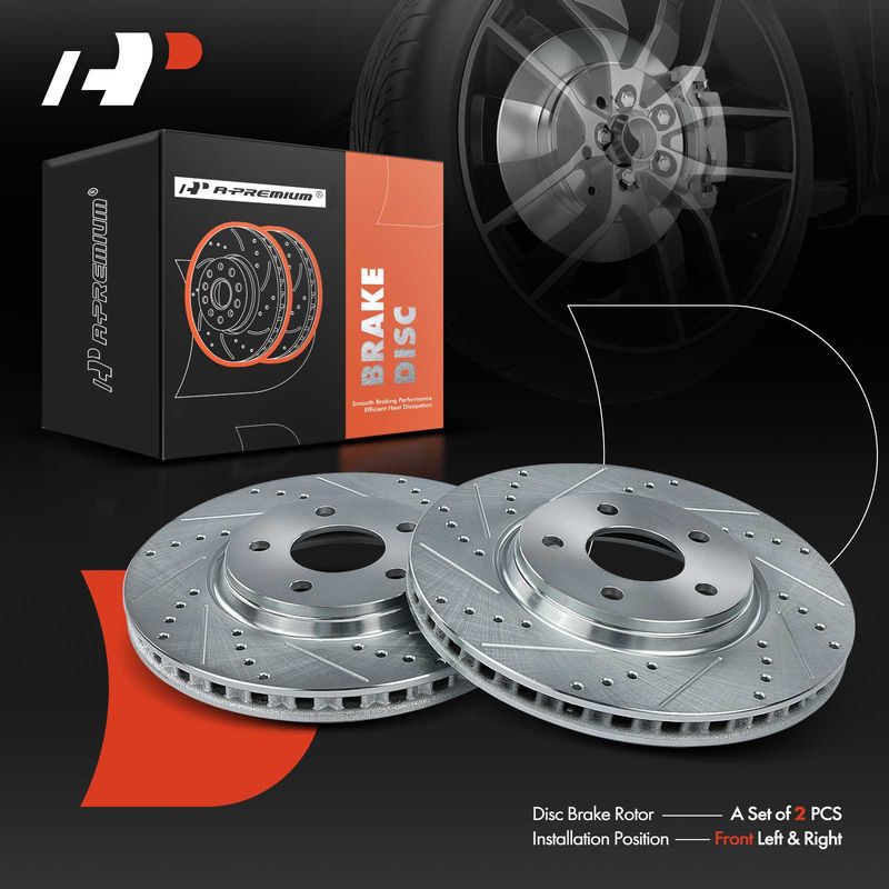 Front Drilled Brake Rotors for Chevrolet Malibu Cobalt HHR Pontiac G5 Saturn Ion