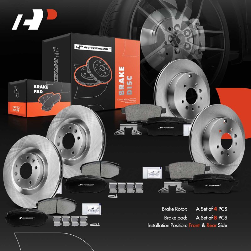Front & Rear Disc Brake Rotors & Ceramic Brake Pads for Mazda CX-9 2007-2015