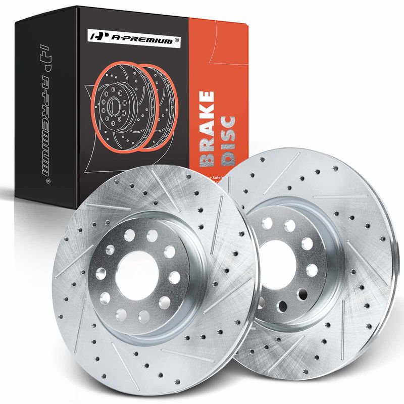 Front Drilled Brake Rotors for Audi A3 Q3 TT Quattro Volkswagen Passat