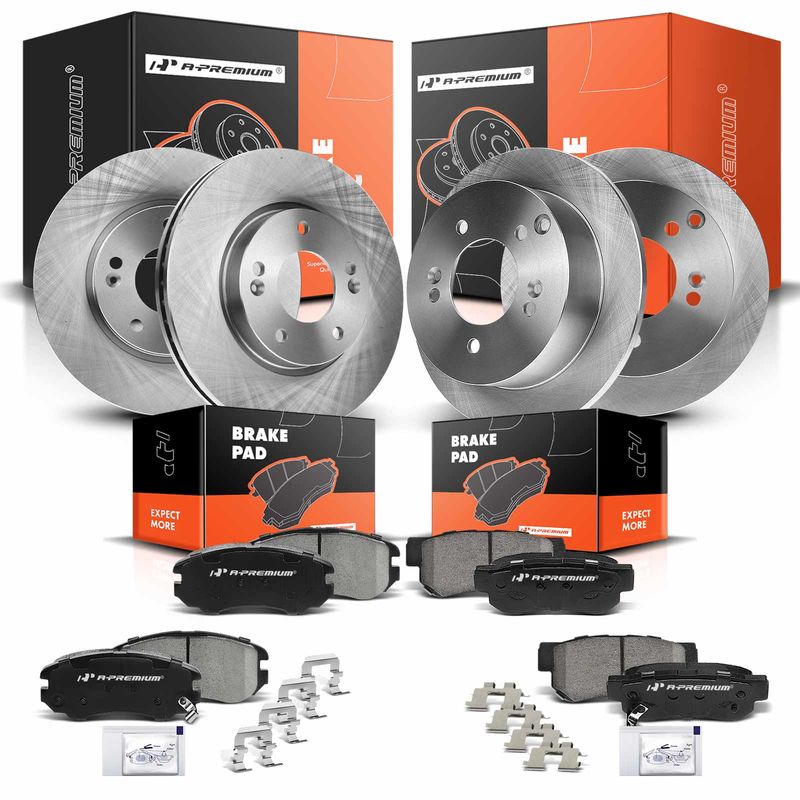 Front & Rear Disc Brake Rotors & Ceramic Brake Pads for Hyundai Tucson Kia