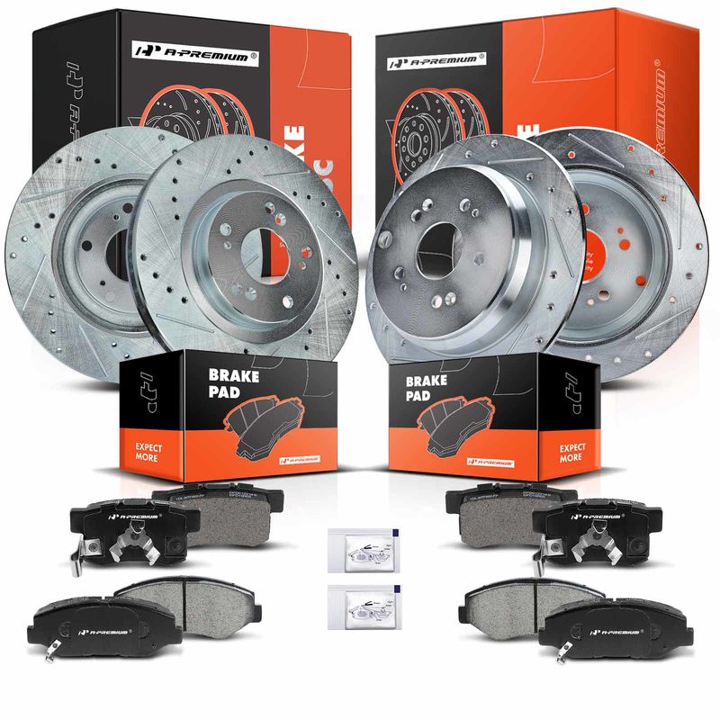 Front & Rear Drilled Rotors & Ceramic Brake Pads for Honda CR-V 2005-2006 2.4L