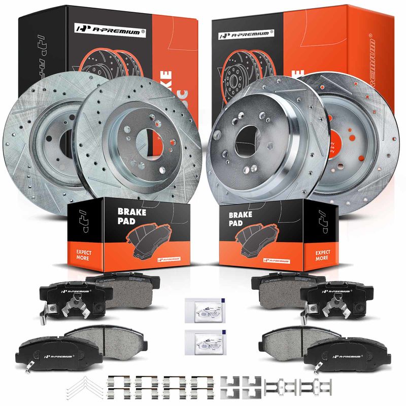 Front & Rear Drilled Rotors & Ceramic Brake Pads for Honda CR-V 2005-2006 2.4L