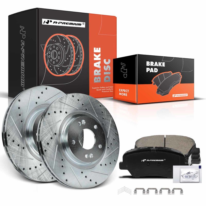 Front Drilled Rotors & Ceramic Brake Pads for Hyundai Sorento Santa Fe Sport