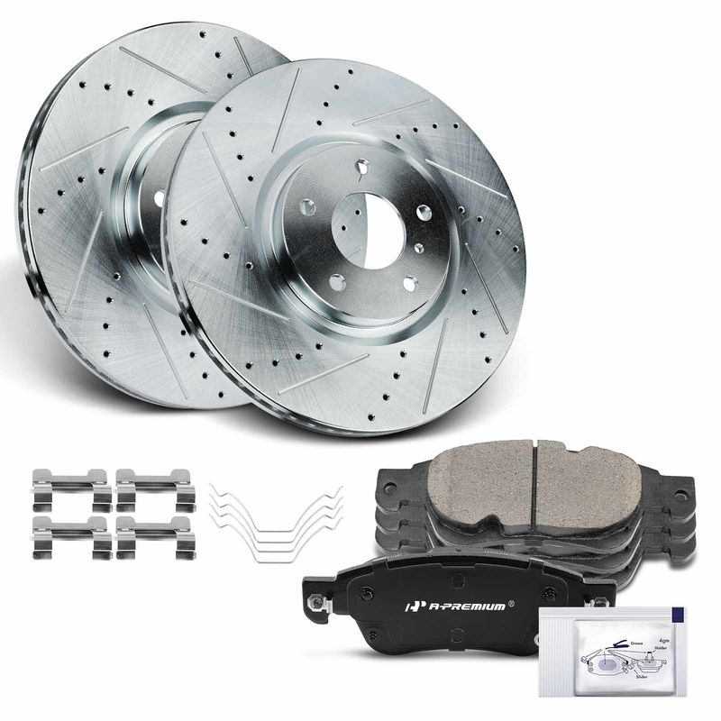 Front Drilled Rotors & Ceramic Brake Pads for INFINITI G35 2007-2008 G37 Q60