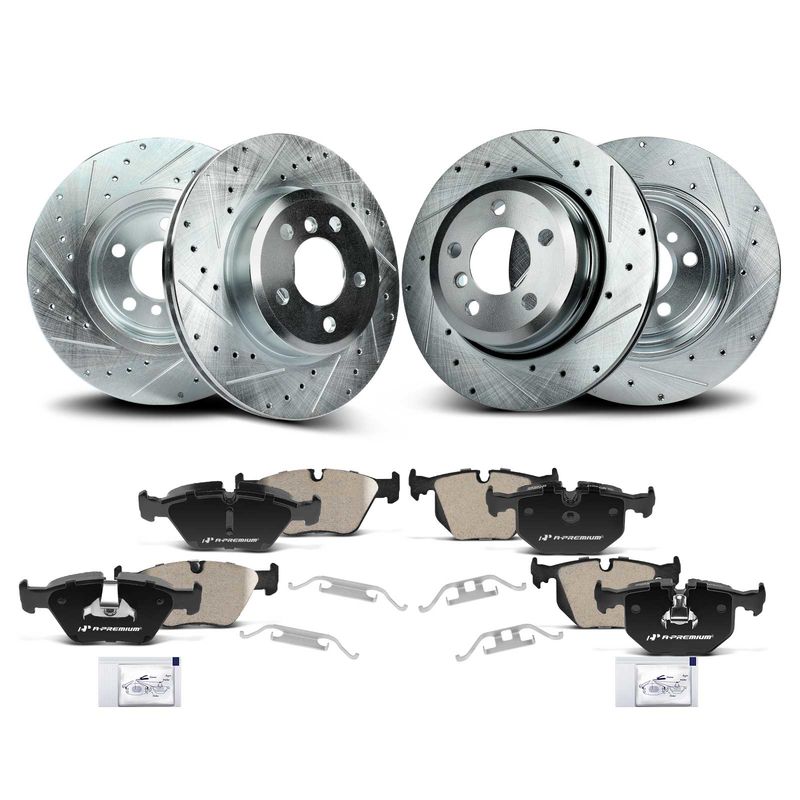 Front & Rear Drilled Rotors & Ceramic Brake Pads for BMW X3 E83 2004-2010