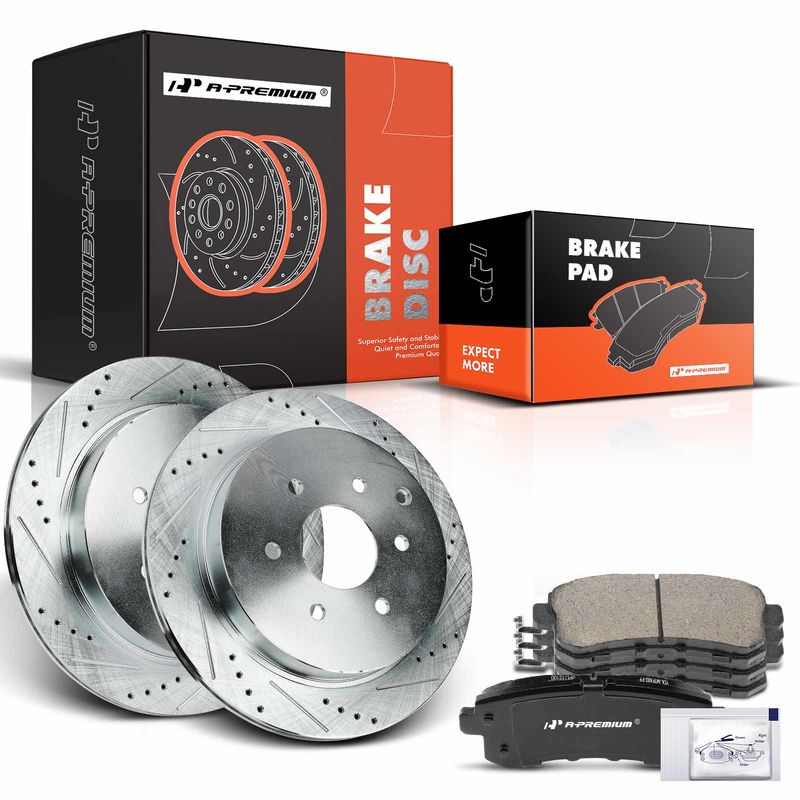 Rear Drilled Rotors & Ceramic Brake Pads for INFINITI QX56 QX80 Nissan Armada
