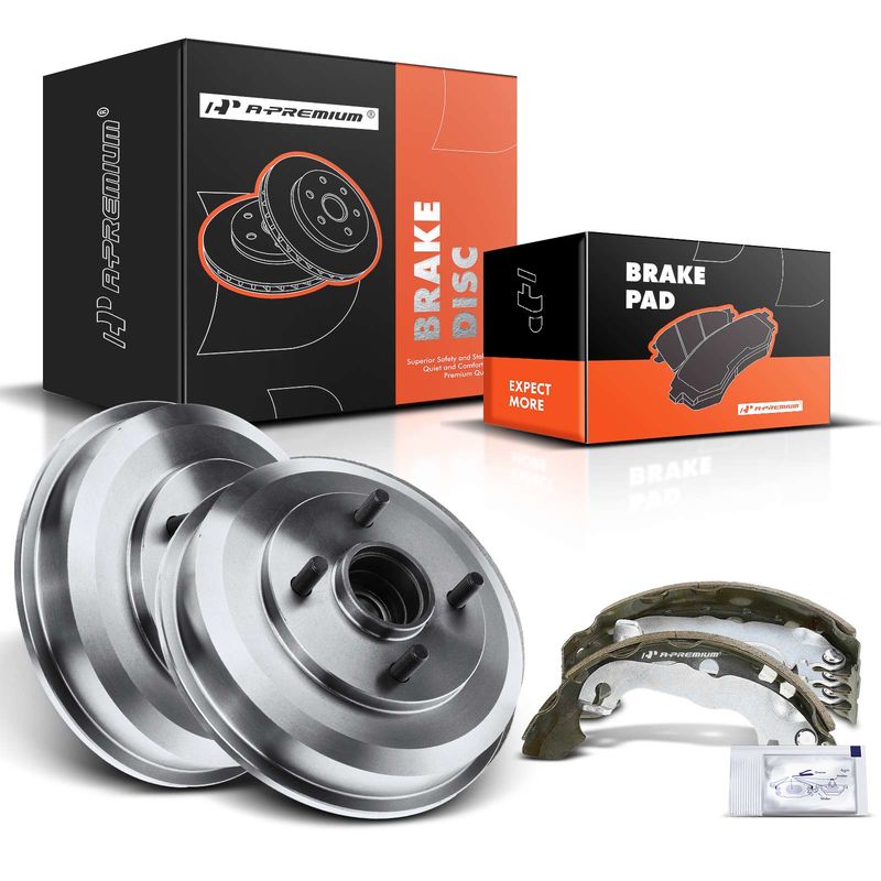 Rear Brake Drums & Brake Shoes for Ford Focus 2000-2008 Excludes SVT Model