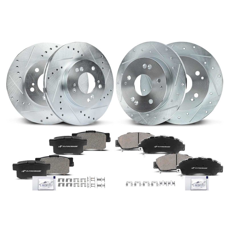 Front & Rear Drilled Rotors & Ceramic Brake Pads for Acura Integra Type R