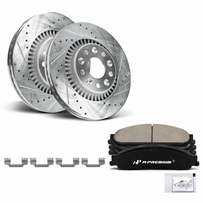 Front Drilled Rotors & Ceramic Brake Pads for Ford Taurus Mercury Sable