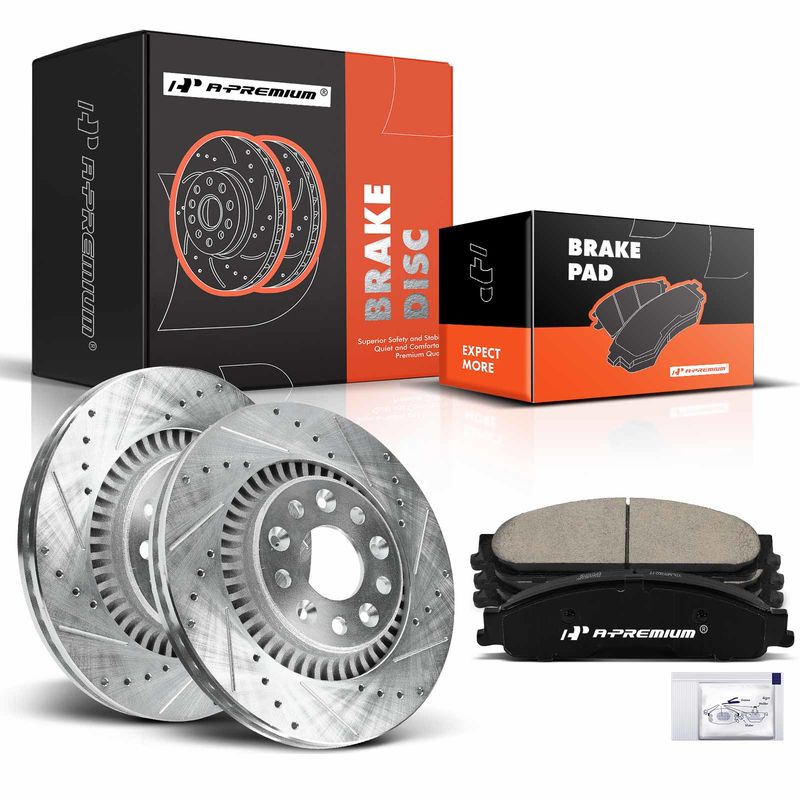 Front Drilled Rotors & Ceramic Brake Pads for Ford Taurus Mercury Sable