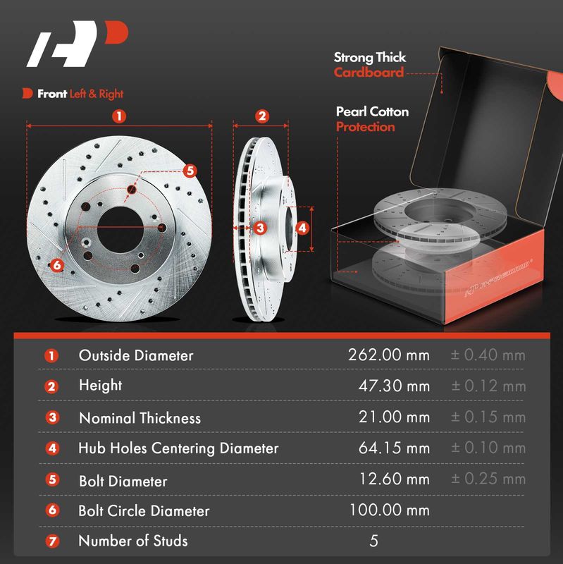 Front Drilled Rotors & Ceramic Brake Pads for Honda Civic 2012-2015 L4 1.8L
