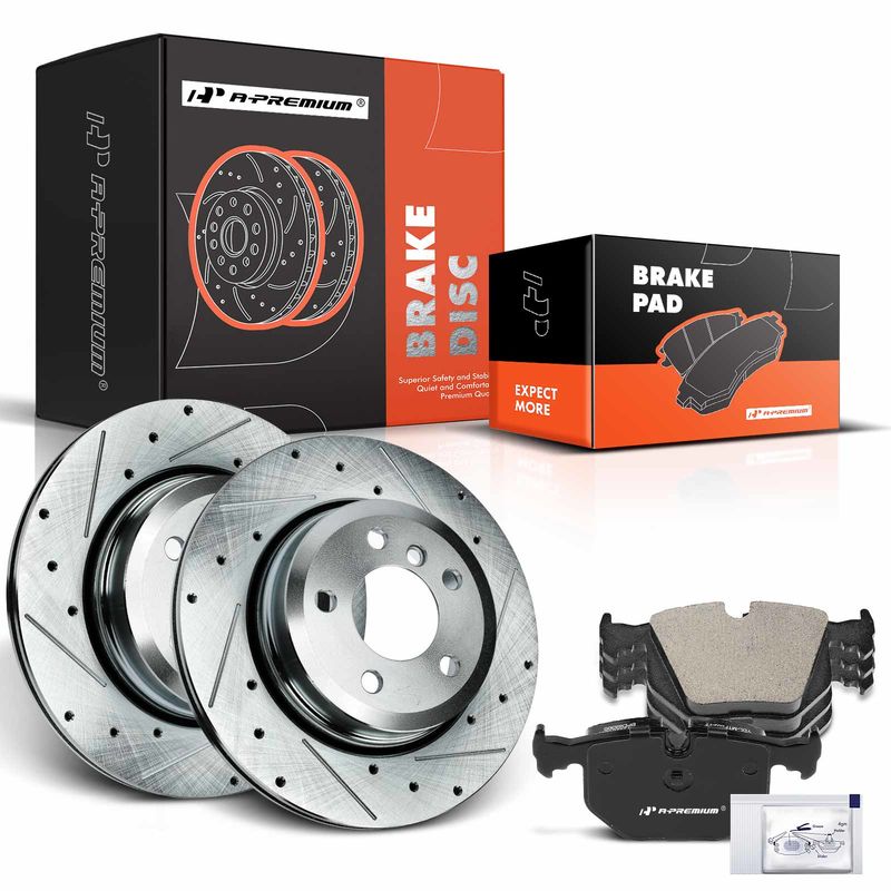 Rear Drilled Rotors & Ceramic Brake Pads for BMW X3 E83 2004-2010 2.5L 3.0L