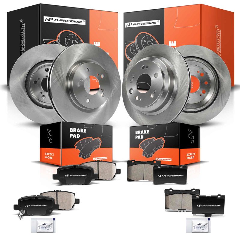 Front & Rear Disc Brake Rotors & Ceramic Brake Pads for Acura RL 2005-2012