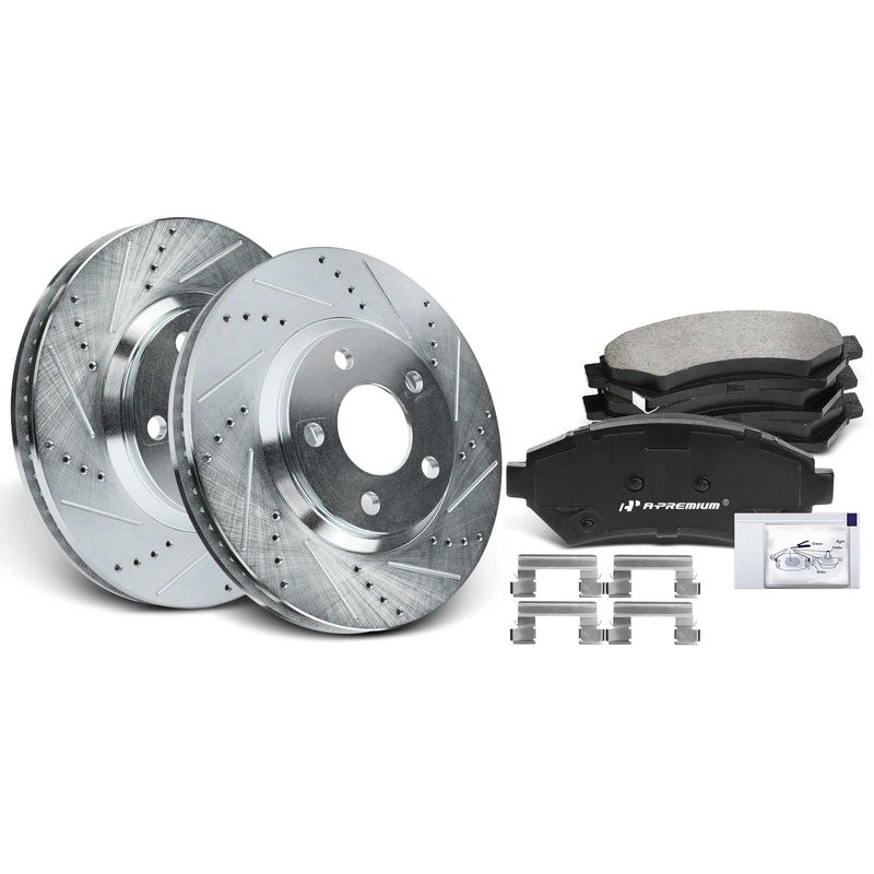 Front Drilled Rotors & Ceramic Brake Pads for Chevrolet Impala Monte Carlo Buick