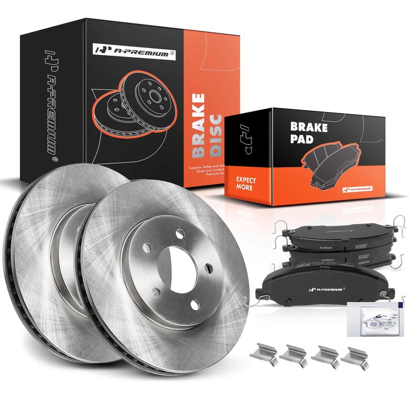 Front Disc Brake Rotors & Ceramic Brake Pads for Ford Mustang 2005-2010 V6 4.0L