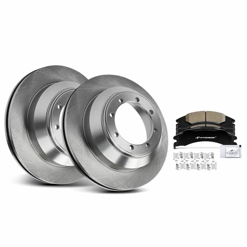 Rear Disc Brake Rotors & Ceramic Brake Pads for Ford E-350 Super Duty