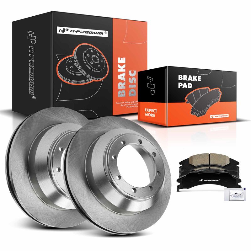 Rear Disc Brake Rotors & Ceramic Brake Pads for Ford E-350 Super Duty