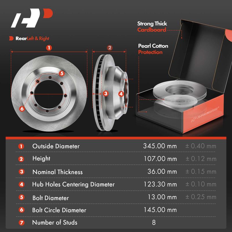 Rear Disc Brake Rotors & Ceramic Brake Pads for Ford E-350 Super Duty