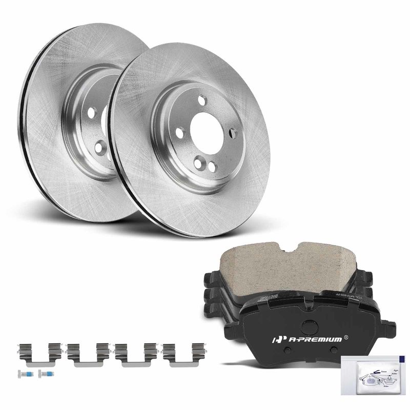 Front Disc Brake Rotors & Ceramic Brake Pads for Mini R52 R57 Cooper 2007-2015