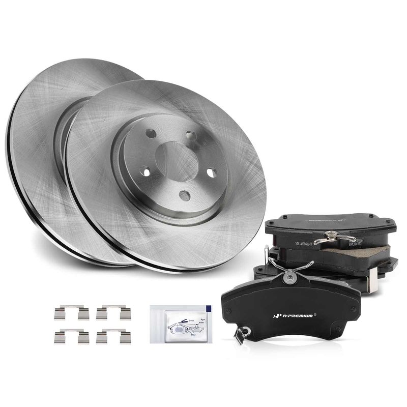 Front Disc Brake Rotors & Ceramic Brake Pads for Chrysler PT Cruiser 2001-2010