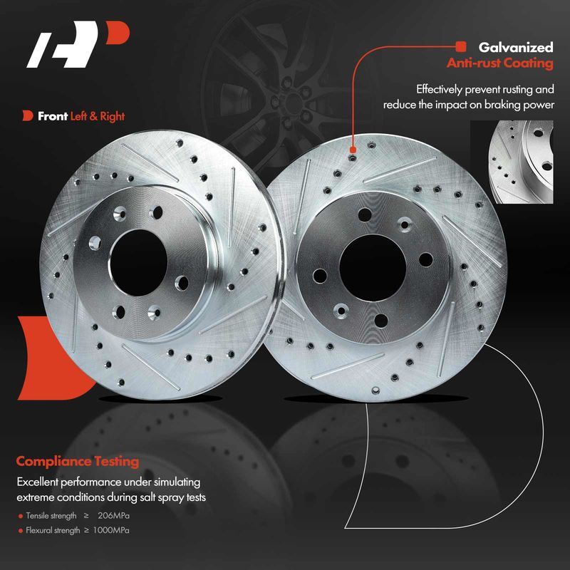 Front Drilled Brake Rotors for Hyundai Accent Kia Rio Rio5 2006-2011
