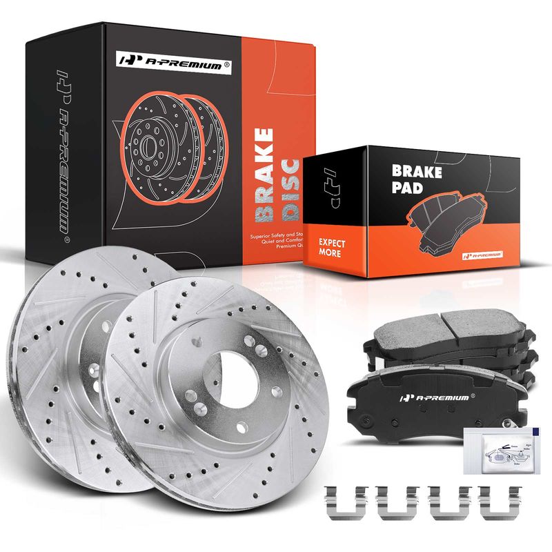 Front Drilled Rotors & Ceramic Brake Pads for Hyundai Sonata Tiburon Kia Optima
