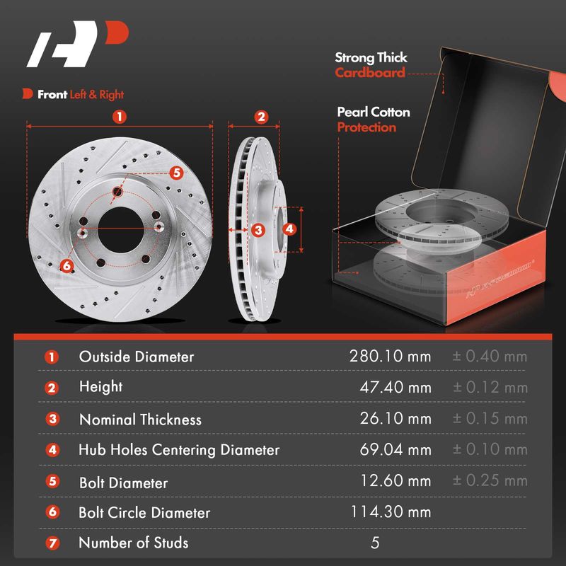 Front Drilled Rotors & Ceramic Brake Pads for Hyundai Sonata Tiburon Kia Optima