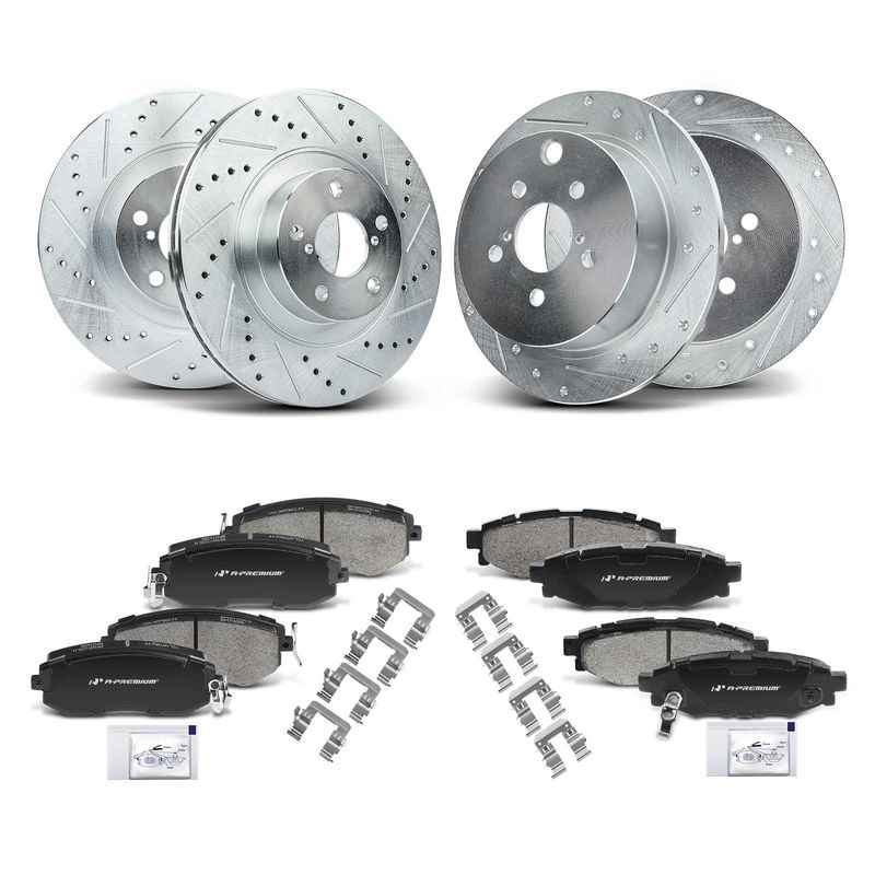 Front & Rear Drilled Rotors & Ceramic Brake Pads for Subaru Impreza 2012-2013