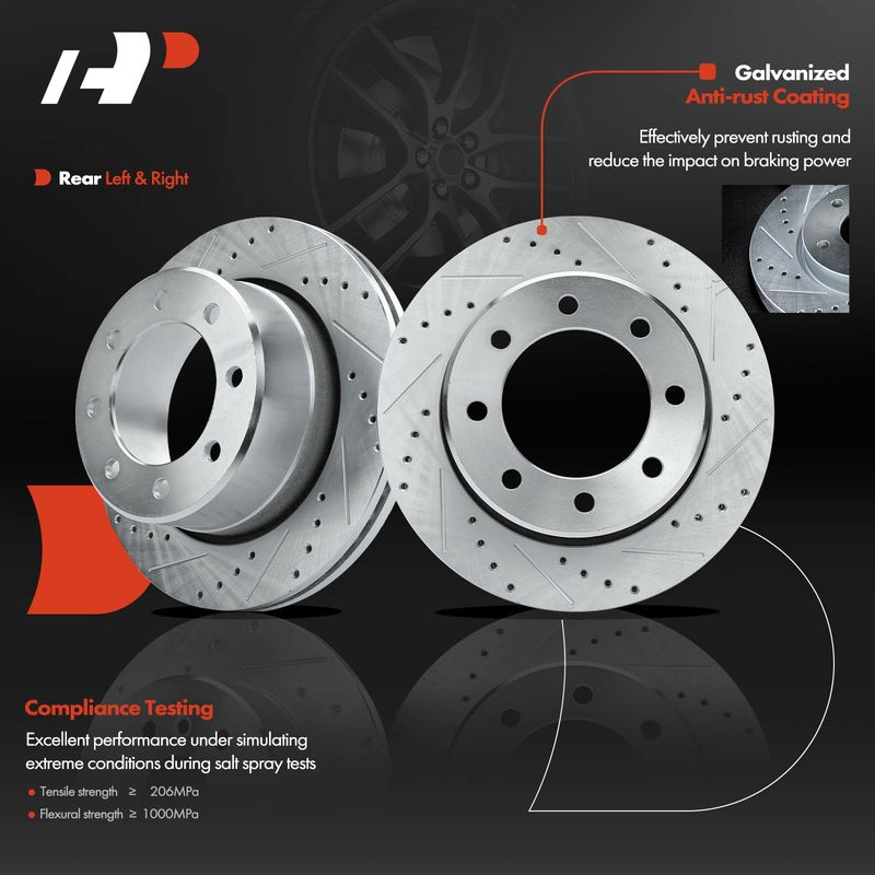 Rear Drilled Disc Brake Rotors for Dodge Ram 2500 09-10 Ram 3500 Ram 1500/2500