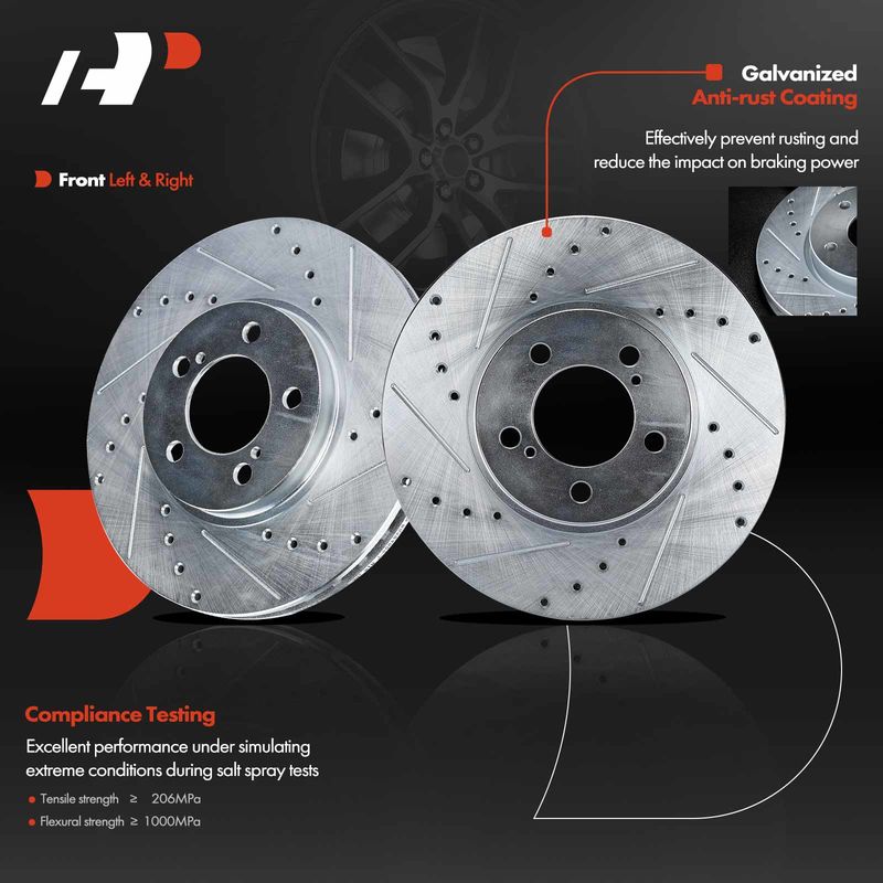 Front Drilled Brake Rotors for Ford Taurus Thunderbird Lincoln Mark VIII Mercury