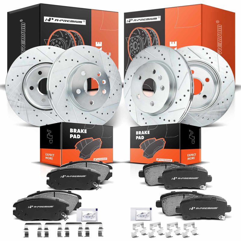 Front & Rear Drilled Rotors & Ceramic Brake Pads for Chevy Impala Malibu Buick
